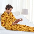 thumbnail image 6 of Lsque Vintage Leopard Print Sunflower Pattern Long Sleeve Pajama Set for Men - Soft 2-Piece Sleepwear and Loungewear Set with Pockets, Comfy Nightwear-Large, 6 of 7