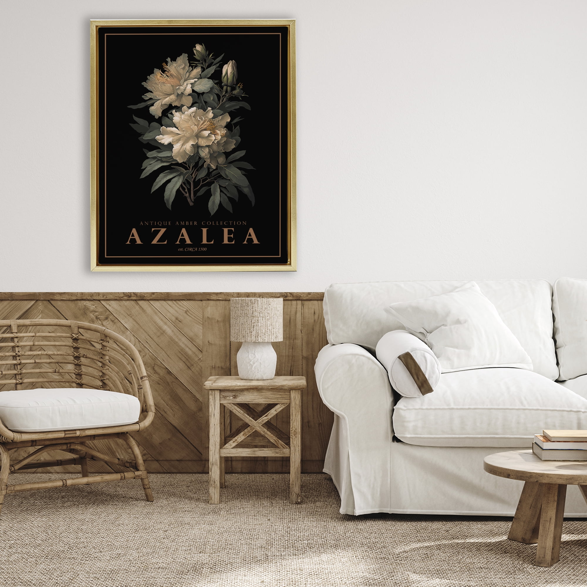 Stupell Industries Antique Azalea Bushel Gold Framed Floater Canvas Wall Art, design by Christopher Giampietro