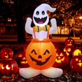 thumbnail image 1 of MesaSe PENGXAING Halloween Inflatable Pumpkin Ghost Decorations 4FT Blow Up Pumpkin Ghosts with LED Lights  Halloween Lighted Pumpkin Ghost Inflatable Decorations Outdoor/Outside Yard for, 1 of 7