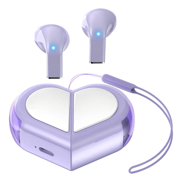 VEATOOL K520 Auriculares Inalámbricos Intrauditivos, Bluetooth 5.3, Diseño con Cordón Portátil, Perfil Doble en Forma de Corazón
