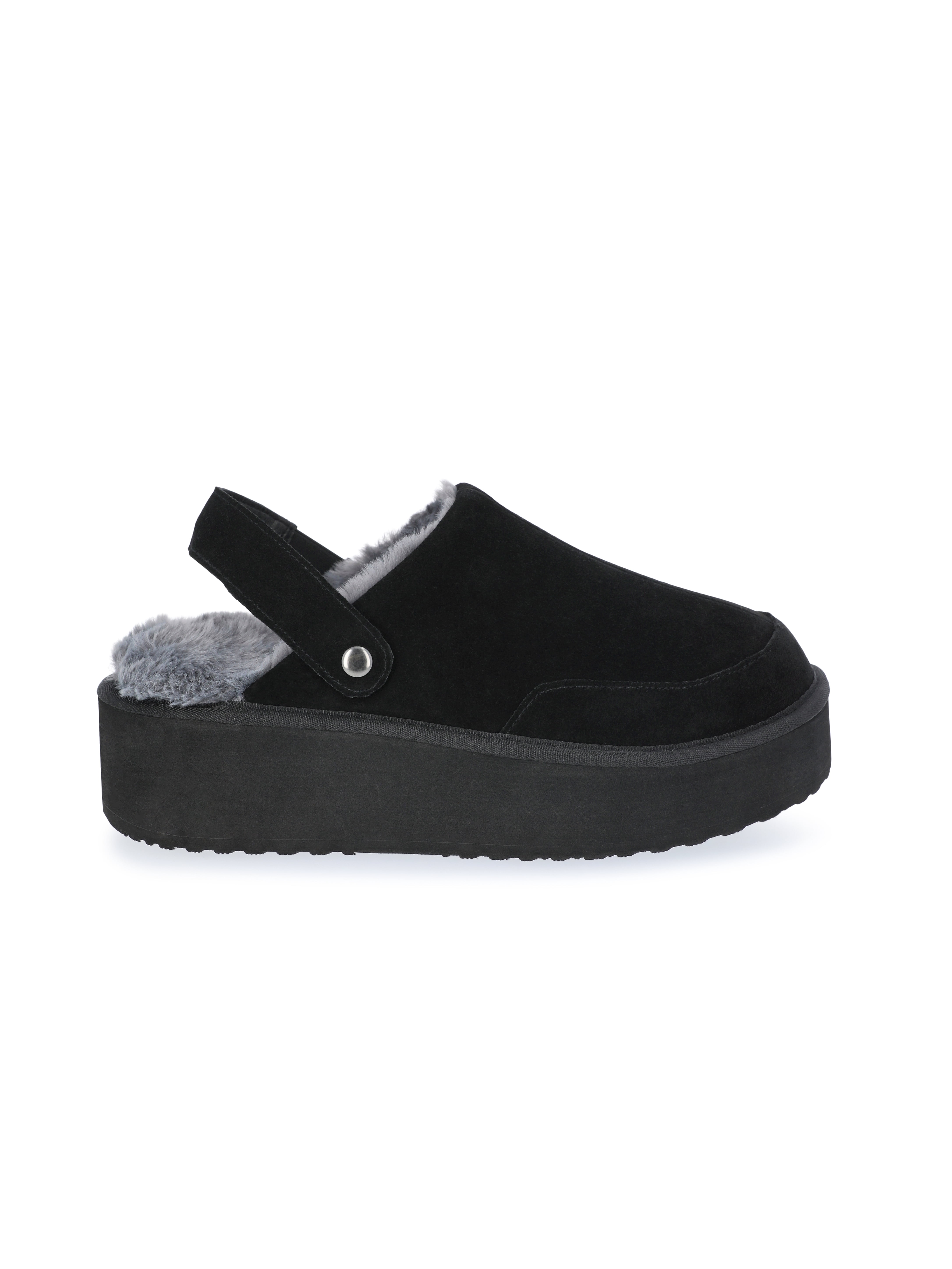 Joyspun Women's Faux Fur Convertible Clog Slippers