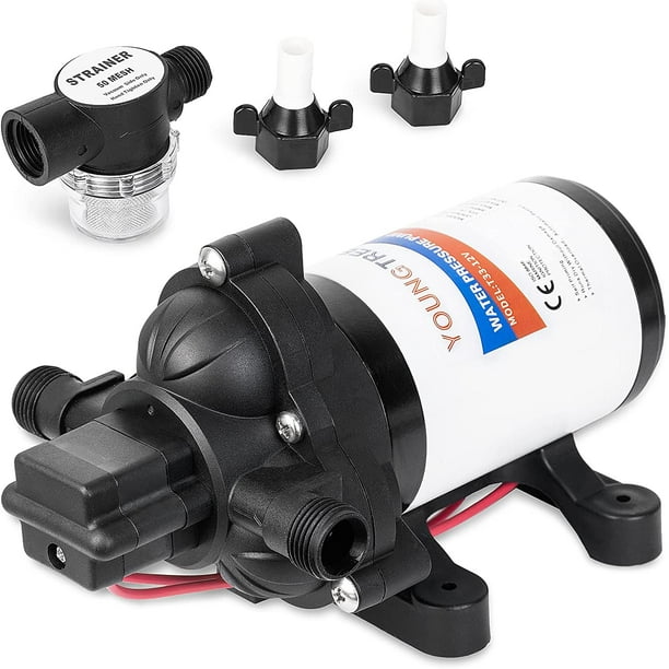 Water Diaphragm Pump 12 Volt DC 3.5 GPM 45PSI, On Demand Selfpriming Water Pump for RV Caranvan