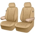 thumbnail image 3 of Fundas para asientos de coche CAR PASS con ribetes de piel sintética de lujo, color beige, 3 of 7