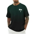 thumbnail image 2 of HOMADLES Mens Short Sleeve Shirt Crewneck Gradient Print Solid Beach Short Sleeve Green L, 2 of 4