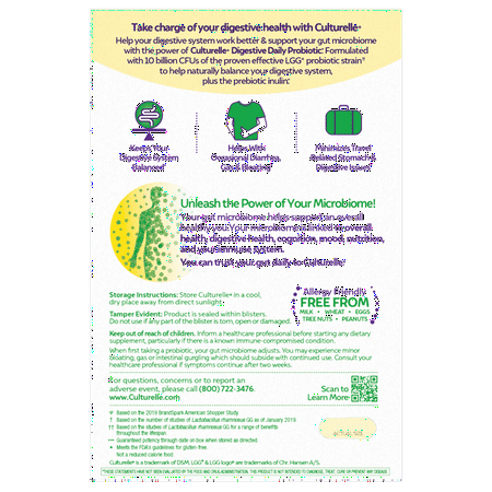 Culturelle Digestive Daily Probiotic Capsules for Digestive Health for Men and Women, 30 Count - 2 Pack