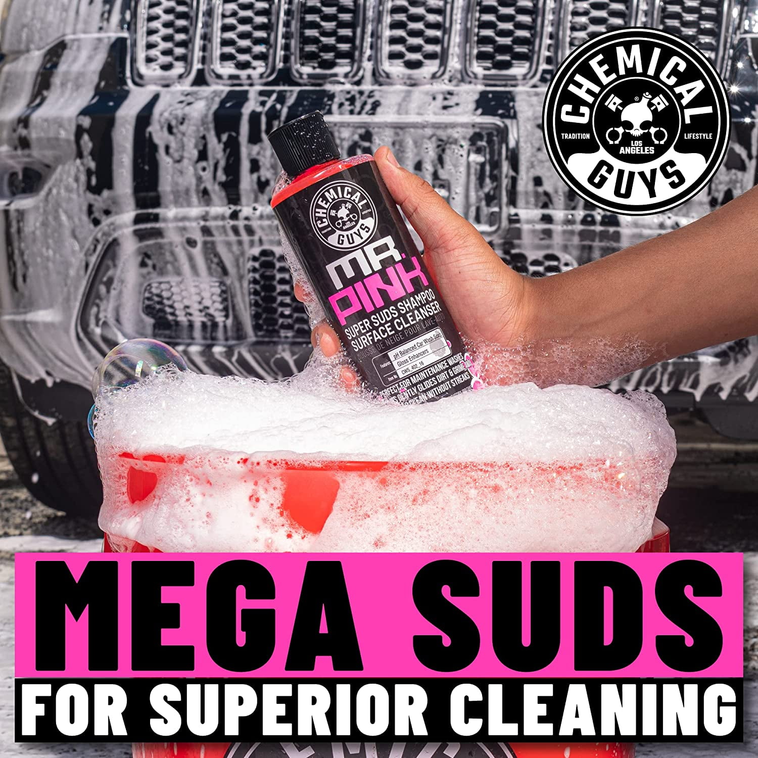 Chemical Guys Mr. Pink Super Suds Car Wash: Superior Surface Cleanser  Shampoo, 16 OZ CWS-402-16 - Advance Auto Parts