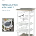 thumbnail image 5 of Spaco Mobile Kitchen Cart with Solid Wood Frame, Rolling Kitchen Island with Storage and Drawer, Utility Cart with Wire Fruit Baskets for Indoor as Kitchen, Bar, Dining Room, White, 5 of 7