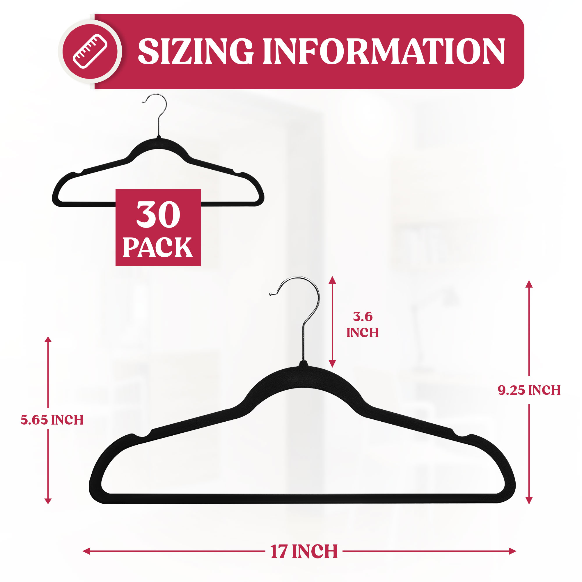 Lux Decor Collection 30-Pack Black Velvet Hangers photo 8