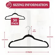 Lux Decor Collection Black Velvet Hangers Space Saving and Non-Slip Hangers - 30 Pack