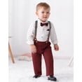 thumbnail image 3 of Disaur, traje formal para bebés y niños, camisa blanca, 3 piezas, pantalones rojos, 3 of 8