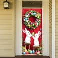 thumbnail image 2 of KOYPTL Easter Door Cover for Front Door, Cute Easter Bunny Egg Wreath Pattern for Front Door, Welcome Door Porch Sign Banner for Spring Holiday Party Easter Decorations Indoor, 35.4x70.8 inch, K, 2 of 8