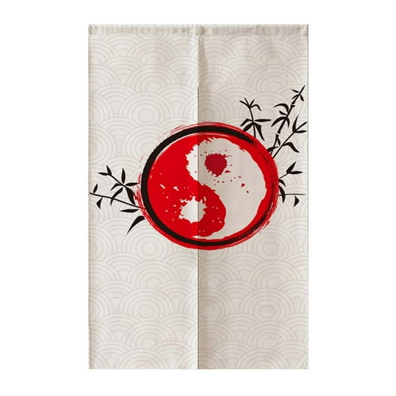 TJ Global Japanese Noren Doorway Curtain/Tapestry for Home or Restaurant - 33.5 x 59 (Red Yin Yang)