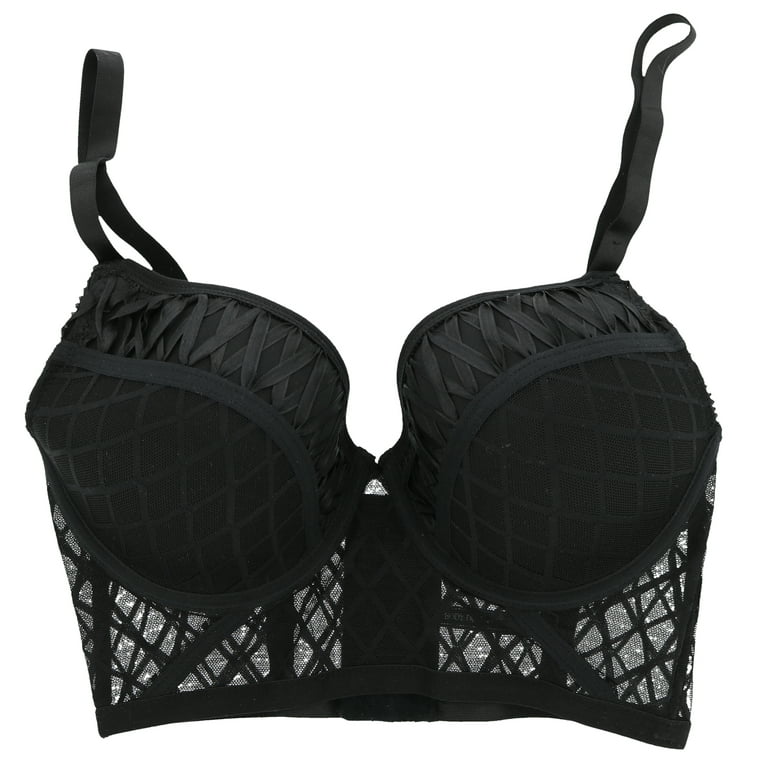 Body Frosting Woman's Black Lace Cage Underwire Support Bra - 38D 