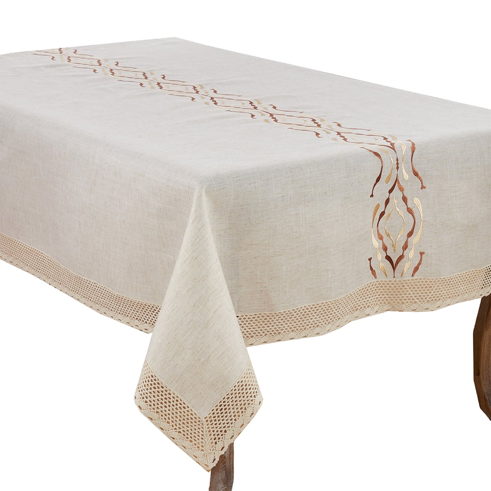 20% Linen Jacquard Lace Trim Table Runner Occasion Gallery Natural 80% Cotton 16 X 120 