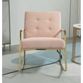 thumbnail image 2 of Upholstered Armchair Single Sofa Accent Comfortable Rocking Chair with Stainless Steel Feet Nursery Rocking Chair Velvet Fabric Padded Seat with High Backrest and Armrest Accent Chair(Pink), 2 of 8