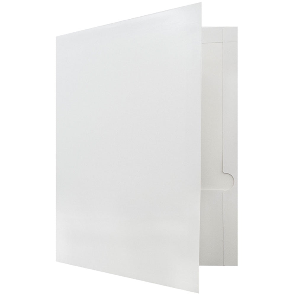JAM Paper Glossy Two Pocket Folders, White, 100/Pack