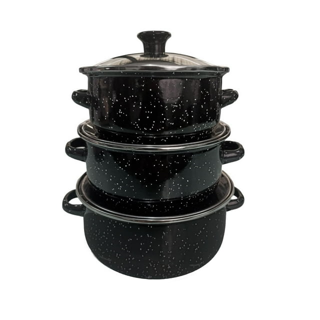 Juego de ollas con tapa de Peltre 6 pz International Negra Shorbull