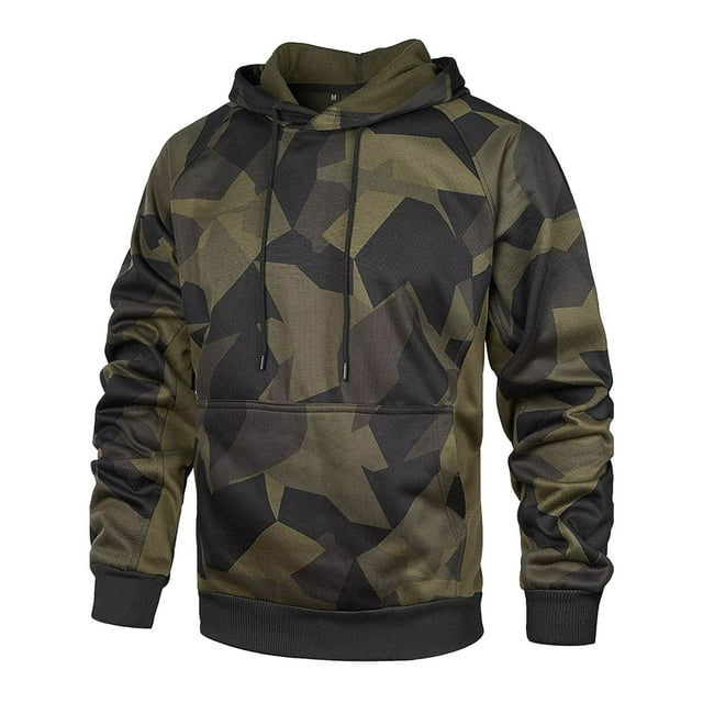Birdeem Mens Color Blocking Easy Camouflage Long Sleeved Hooded Top