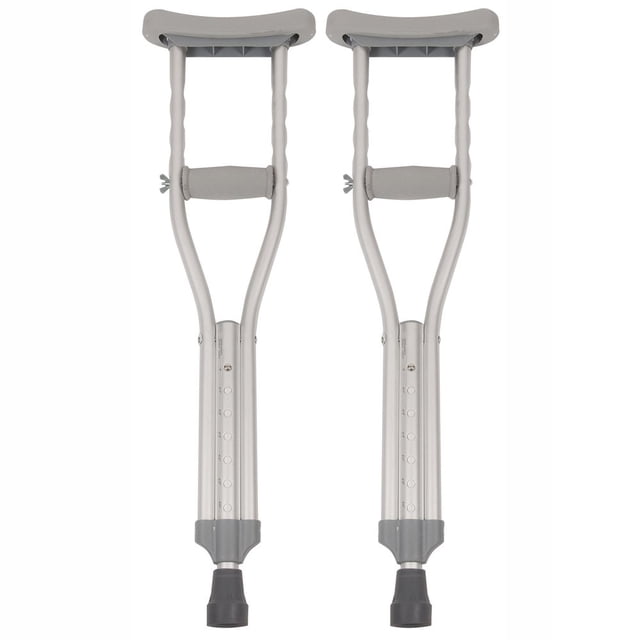 Muletas de aluminio PCP, altura ajustable con botón pulsador, ligeras, 1 par, talla infantil (1,22 m a 1,38 m)