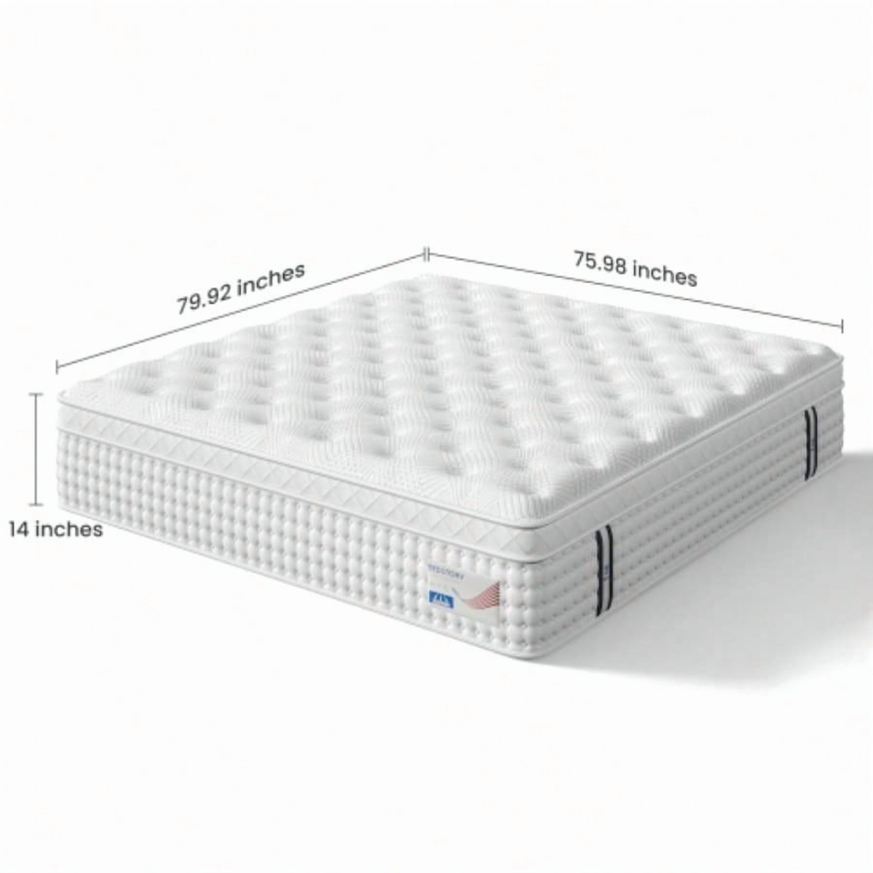 14 Inch King Size Hybrid Mattress, Foam Pocket Spring, Medium Firm, Spine Support, Quiet Breathable for Bedroom