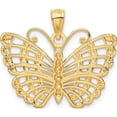thumbnail image 4 of 14K Yellow & Rhodium And Diamond-Cut Butterfly Pendant (20 X 28) Made In United States k3236, 4 of 6