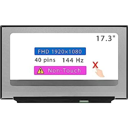 17.3" Screen Replacement for HP Omen 17-CB0000 Series LCD Display Panel 40 pins 144 Hz (FHD 1920 * 1080 Non-Touch)