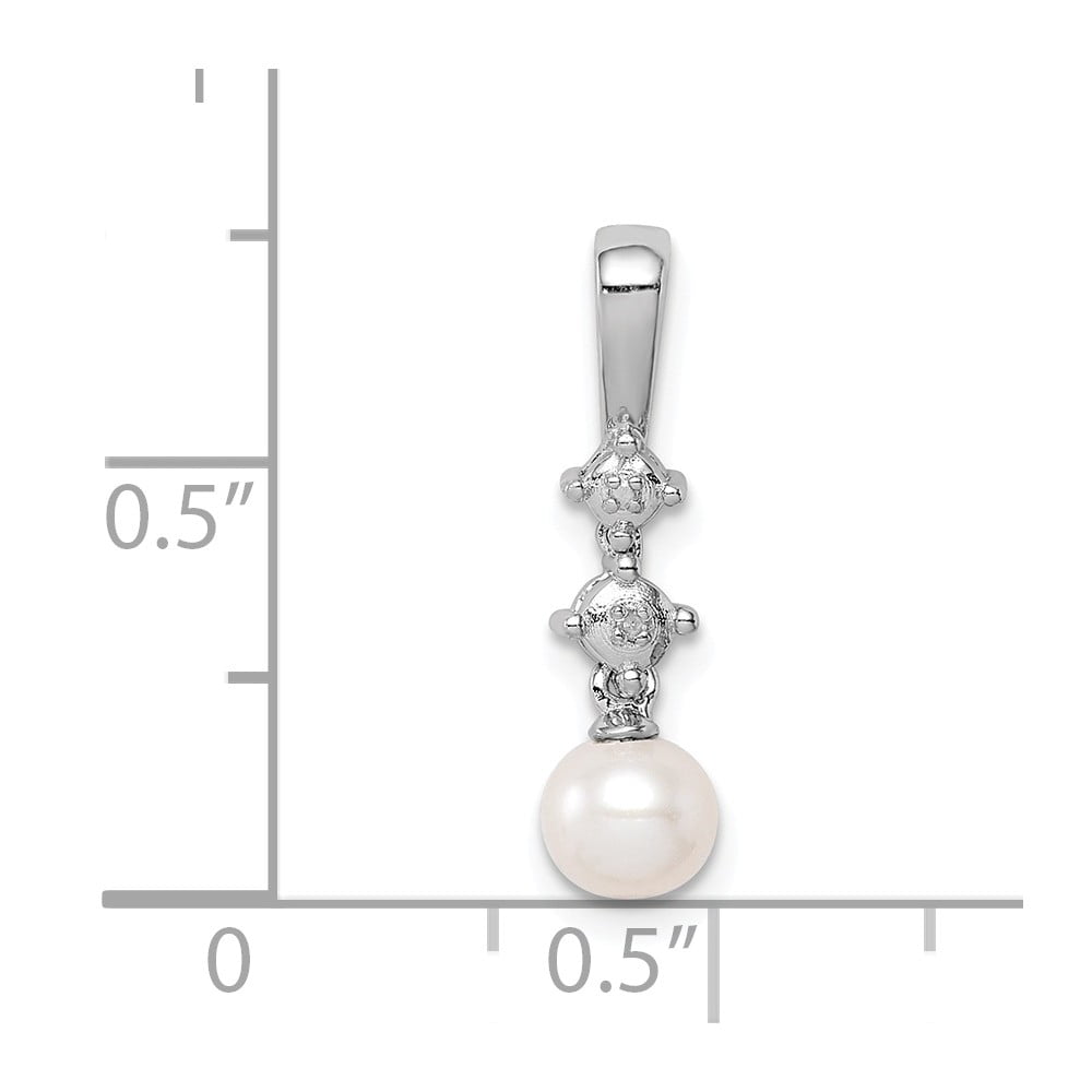 Solid 925 Sterling Silver Freshwater Cultured Pearl Diamond 