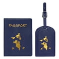 thumbnail image 1 of Conjunto de Funda para Pasaporte y Etiqueta de Equipaje Uxcell - Funda de Pasaporte de Privacidad Segura - Etiquetas de Maleta - [Azul Oscuro - Cuero PU] Accesorios de Viaje, 1 of 7