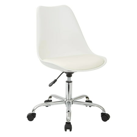 UPC: 0090234297697 | OSP Home Furnishings Emerson Office Chair with Pneumatic Chrome Base in White Finish