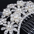 thumbnail image 6 of Jiaroswwei Women's Wedding Flower Rhinestone Faux Pearl Hair Clip Bridal Hair Comb Jewelry, 6 of 7