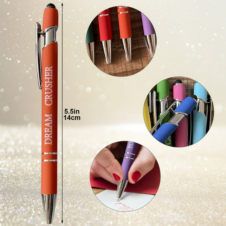 OROMYO 5/7/9/10 Pcs Ballpoint Pen with Funny Quotes Sparkly Colored Body Funny  Pen Set 14cm Length Funny Pen for Office School Teachers Students Women Men  