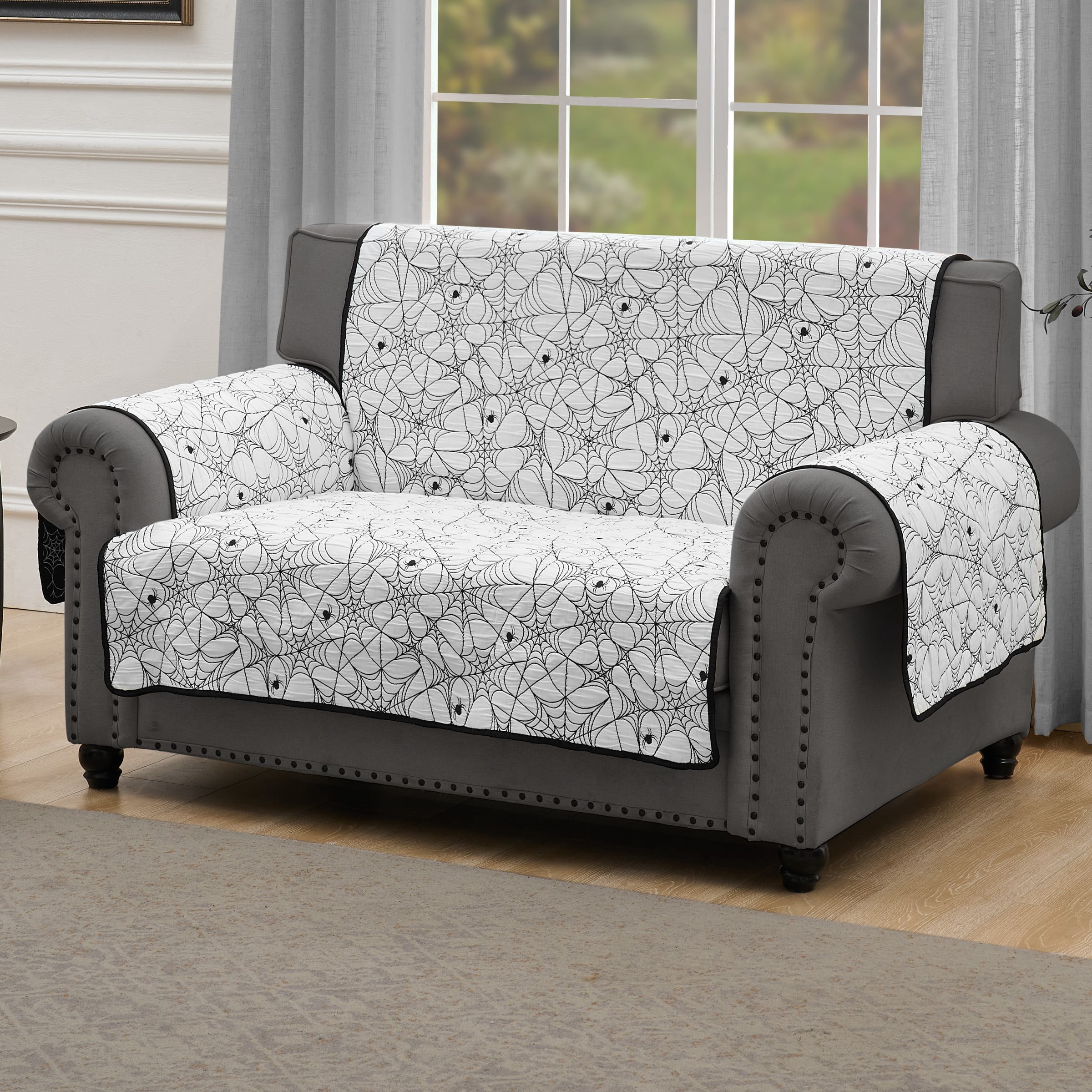 Greenland Home Fashions Spinderella Jacqard Woven Reversible Slipcover/Furniture Protector, Loveseat