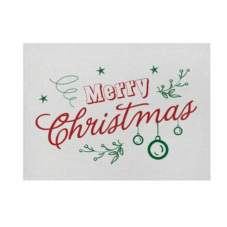 

LnjYIGJ Christmas Decorations Home Decor Christmas Placemat Cotton And Linen Cartoon Printing English Table Mat Holiday Decoration