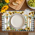 thumbnail image 4 of Sunflower Gnomes Placemats Set of 8, Spring Farmhouse Country Daisy Leaf Plaid Placemats for Dining Table, Place Mats for Kitchen Tabletop, Waterproof Wipeable Dining Table Mats Set, 4 of 9