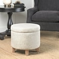 thumbnail image 2 of HomePop Cole Classics Round Storage Ottoman Flared Wood Leg - Linen, 2 of 6
