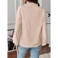 thumbnail image 4 of Women Business Casual Ruffle Long Sleeve Tops V Neck Shirts Work Solid Clothes  S, 4 of 6