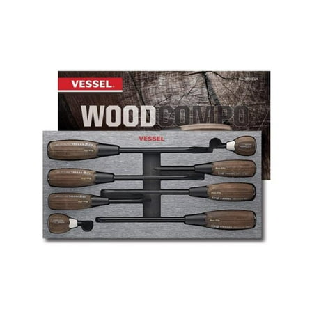 Vessel Tools USA VES3308EVA Wood-Compo Non-Slip ScrewDrive Set, Pack of 8