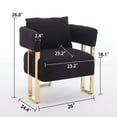 thumbnail image 4 of U-shaped Accent Chairs Set of 2, Mid Century Modern Upholstered Armchair with Pillow, Comfy Barrel Chair with Metal Gold Legs for Bedroom, Living Room, Black, 4 of 9