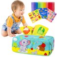 thumbnail image 1 of Caja de pa?uelos para bebé, juguetes arrugados de dibujos animados, juguetes sensoriales reutilizables para bebé, caja de bufanda suave colorida para regalo de recién nacidos, 1 of 8