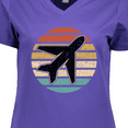 thumbnail image 4 of Inktastic Airplane Pilot Vintage Sunset Women's V-Neck T-Shirt, 4 of 5