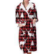 Women Robes Women's Long Warm Trendy Long Sleeve Winter Bathrobe Pajamas Night Robe