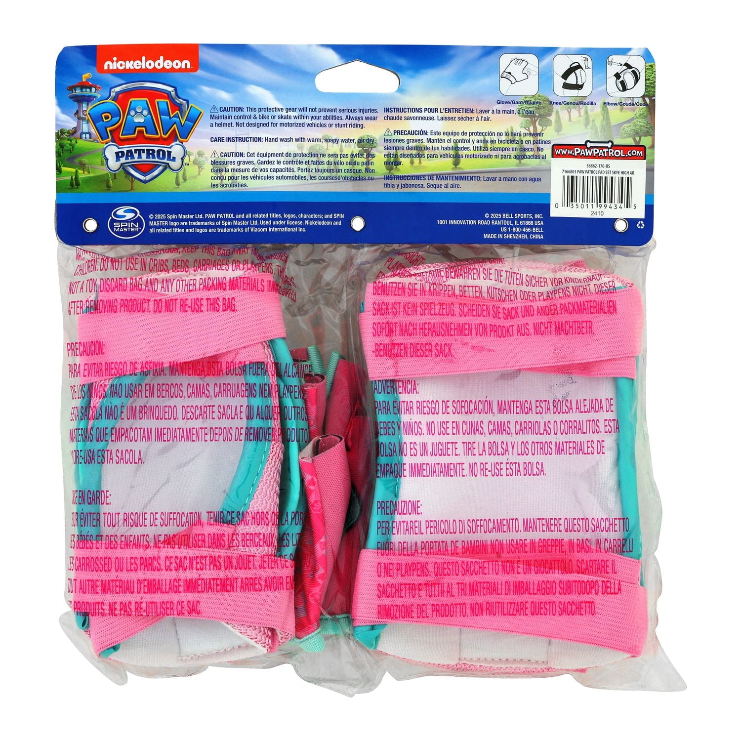 Bell Sports Paw Patrol Skye High Pad Set and Gloves