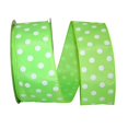 thumbnail image 1 of Reliant Ribbon 92840W-204-40K Satin Large Dots Value Wired Edge Ribbon - Lime - 2.5 in. x 50 yards, 1 of 1