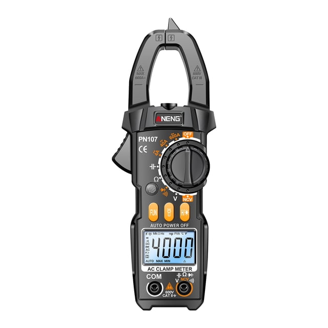 ANENG PN107 Pinza amperimétrica digital CAT II 600 V CA Multímetro de voltaje Probador 4000 cuentas Amperios Probador de voltaje Mide corriente CA/CC Resistencia de voltaje CA Diodos de condensador He