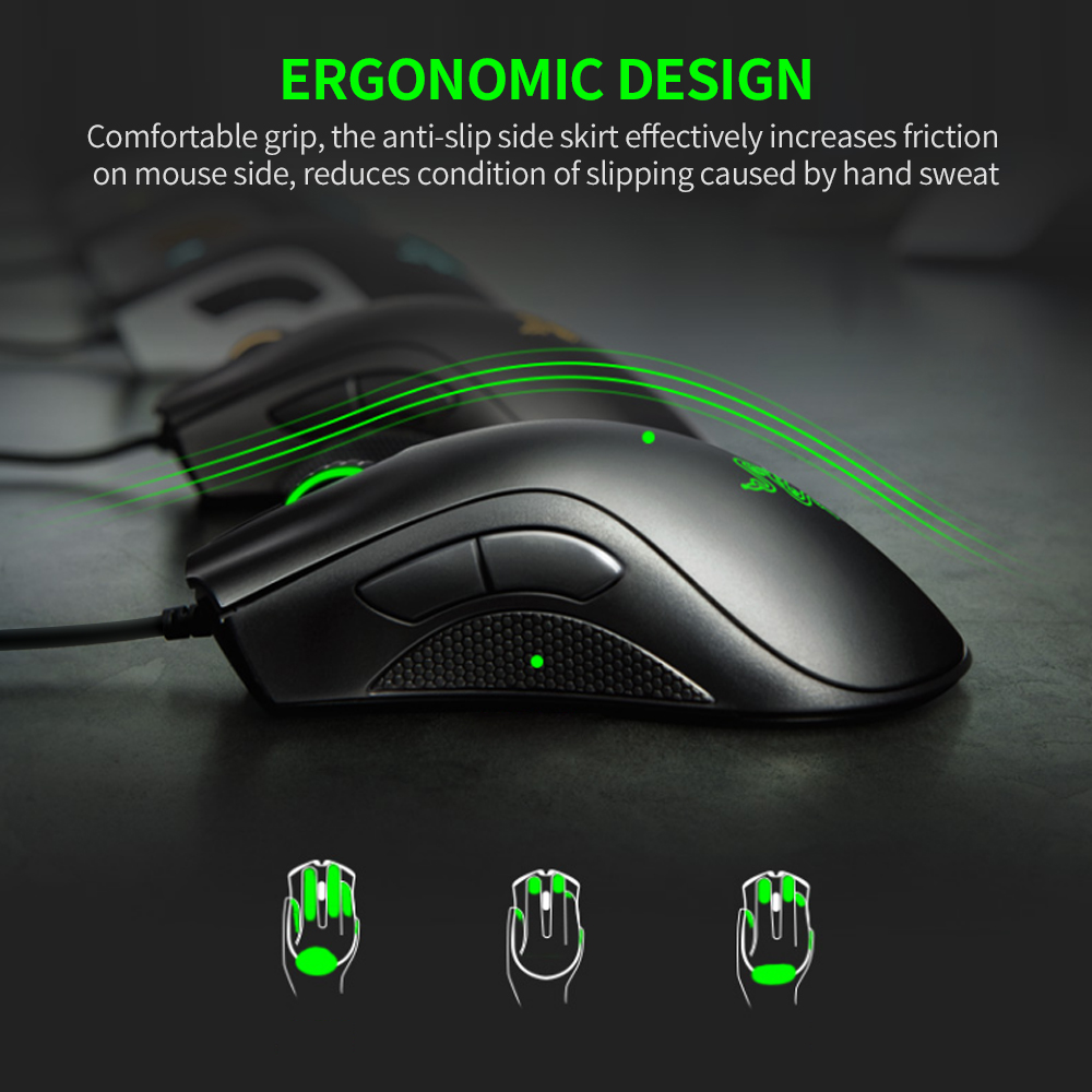 Razer DeathAdder Essential Wired Gaming Mouse 6400DPI Optical Sensor 5 Independently Programmable Buttons Ergonomic Design - image 5 of 6