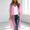 Pink, variant on LEKODE Women Solid Chiffon Short Half Sleeve Open Front Kimono Maxi Long Duster Loose Fit Casual Summer Beach Swim Layering Cover Up Outerwear Black L