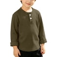thumbnail image 2 of QIbmong Ribbed Knit Tops for Infants Toddler Girls Boys Crew Neck Cuffed Long Sleeve Kids Casual Fall Winter Loungewear Going out School Shirts(9-10 Years,Army Green), 2 of 9