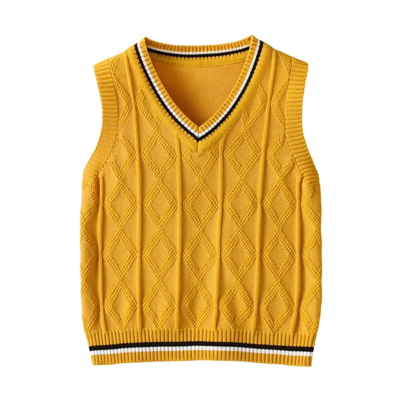 SHTXOZHI Kid's Knitted School Uniform Sweater Sleeveless V-Neck Pullover Basic Layering Casual Fall Striped Tank Tops