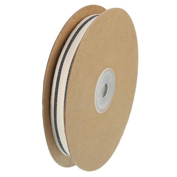 Uxcell Natural Cotton Stripes Ribbon, 5/8 Inch x 10 Yard, Natural with Black