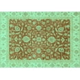 thumbnail image 1 of Ahgly Company Machine Washable Indoor Rectangle Oriental Turquoise Blue Traditional Area Rugs, 7' x 9', 1 of 4